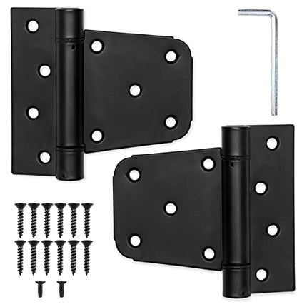 Heavy Duty Shed Door Hinges, 2 Pack - Black Square for Gate, Barn or Storage Shed