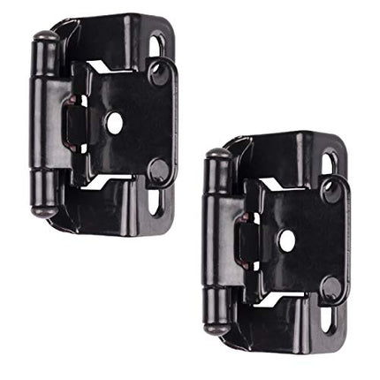 Self Closing Cabinet Hinges Black, 50 Pack - 1/2 Inch Overlay 3/4 Inch Frame Semi Wrap Kitchen Cabinet Door Hinge Hardware