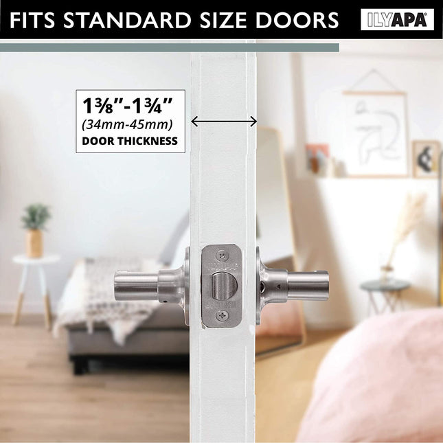 Interior Passage Lever - Keyless Hall and Closet Locksets, Reversible - Hall and Closet - Satin Nickel Finish - (6 Pack)