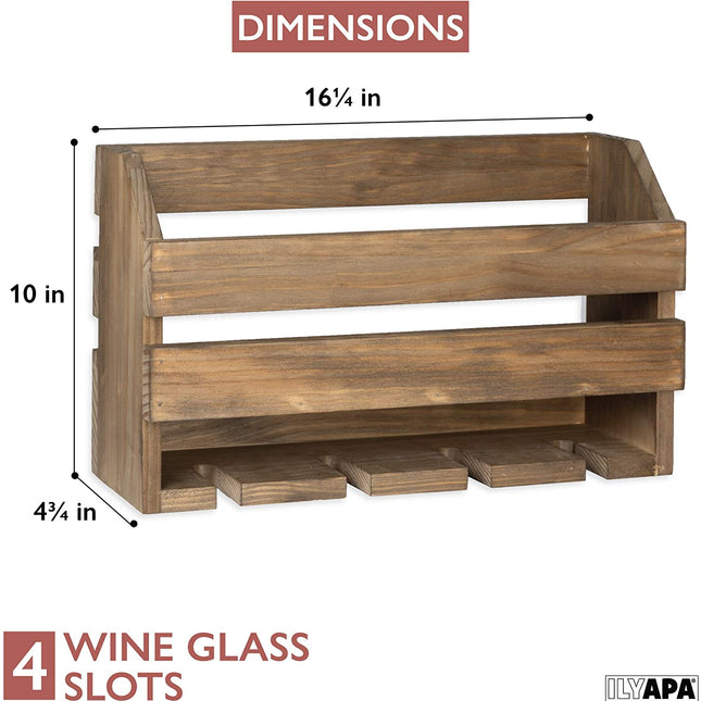 Ilyapa Wine Rack Wall Mount, Barnwood - Mounted Wooden Wine Holder