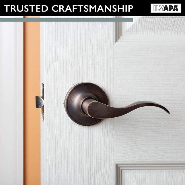 Interior Passage Lever - Keyless Hall and Closet Locksets, Reversible - Hall and Closet - Improved Oil Rubbed Bronze Finish - (6 Pack)