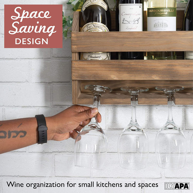 Ilyapa Wine Rack Wall Mount, Barnwood - Mounted Wooden Wine Holder