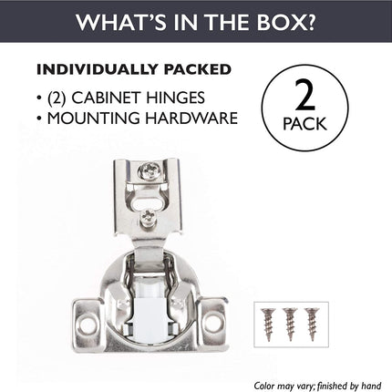 Soft Close Cabinet Hinge 50 Pack, Satin Nickel - 1/2 Inch Face Frame Concealed Kitchen Cabinet Door Hinges Hardware