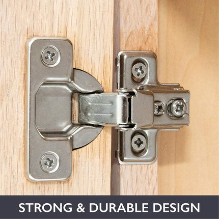 Self Closing Cabinet Hinges Satin Nickel, 50 Pack - 1/2 Inch Euro Face Frame Concealed Kitchen Cabinet Door Hinge Hardware