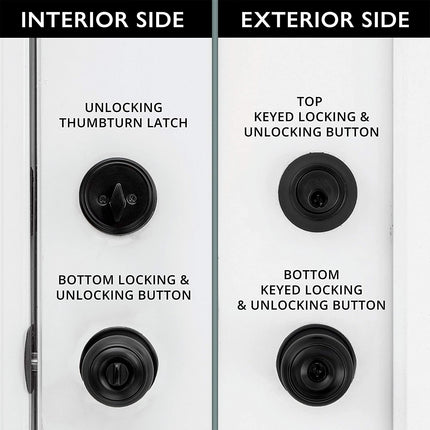 Entry Door Knob and Deadbolt Lock Set, 3 Pack - Black Colonial Design