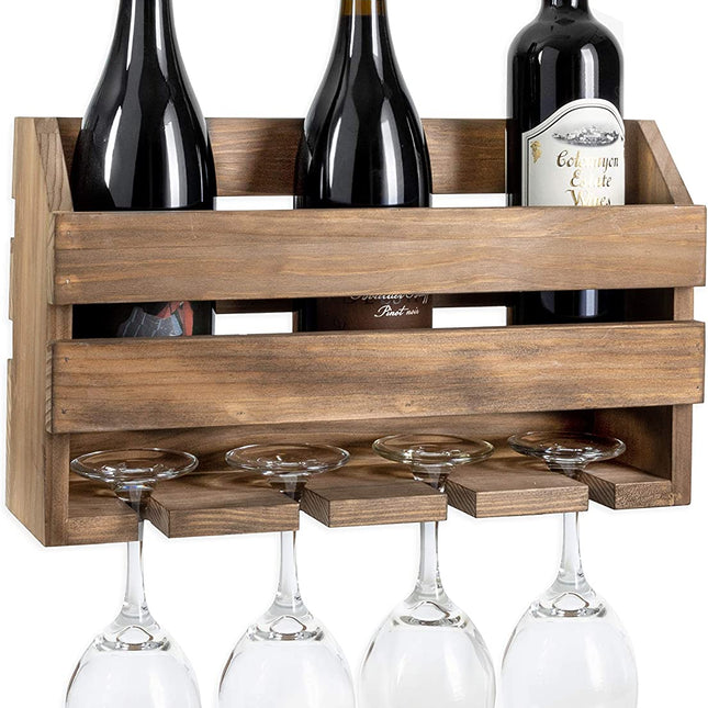 Ilyapa Wine Rack Wall Mount, Barnwood - Mounted Wooden Wine Holder