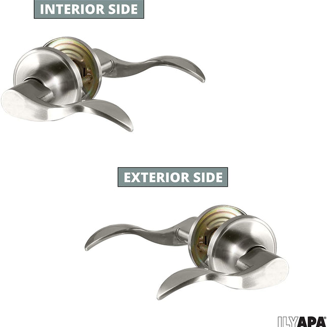 Interior Passage Lever - Keyless Hall and Closet Locksets, Reversible - Hall and Closet - Satin Nickel Finish - (6 Pack)