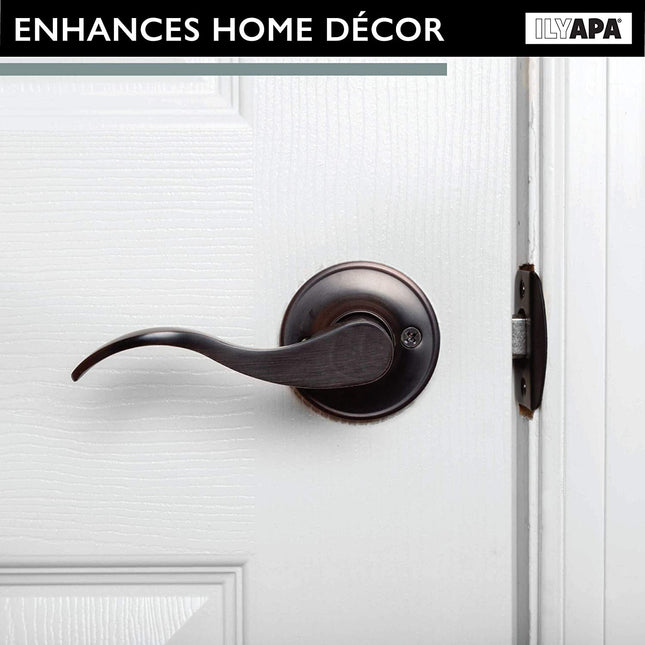 Interior Passage Lever - Keyless Hall and Closet Locksets, Reversible - Hall and Closet - Improved Oil Rubbed Bronze Finish - (6 Pack)