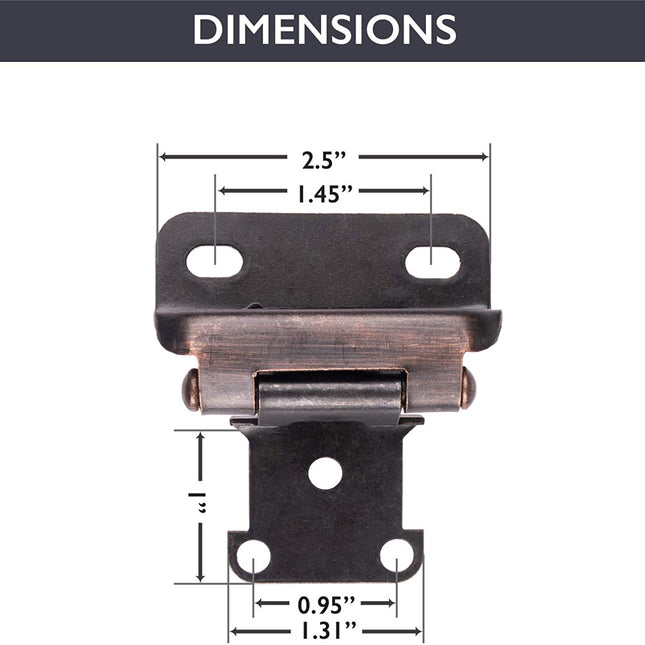 Self Closing Cabinet Hinges Oil Rubbed Bronze, 50 Pack - 1/2 Inch Overlay 3/4 Inch Frame Semi Wrap Kitchen Cabinet Door Hinge Hardware