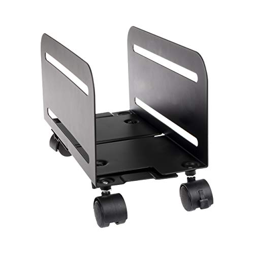 PC Computer Tower Stand with Wheels - Mobile CPU Holder Cart for Desktop