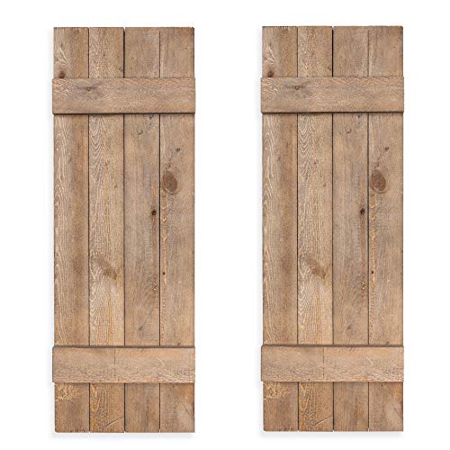 Ilyapa Wood Shutters Wall Decor - Farmhouse Style Weathered White Barn Door Shutters for Interior or Exterior Wall Art