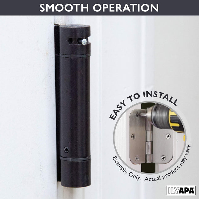 Self Closing Door Hinges, 2 Pack, Oil Rubbed Bronze - 4x4 Inch Interior Spring Hinges for Doors