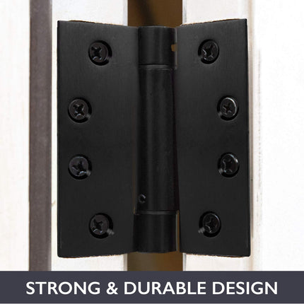 2 Pack of Self Closing Door Hinges Black - 4 x 4 Inch Square Interior Hinges for Doors