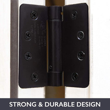 2 Pack of Self Closing Door Hinges Oil Rubbed Bronze - 4 x 4 Inch Interior Hinges for Doors with 1/4" Radius