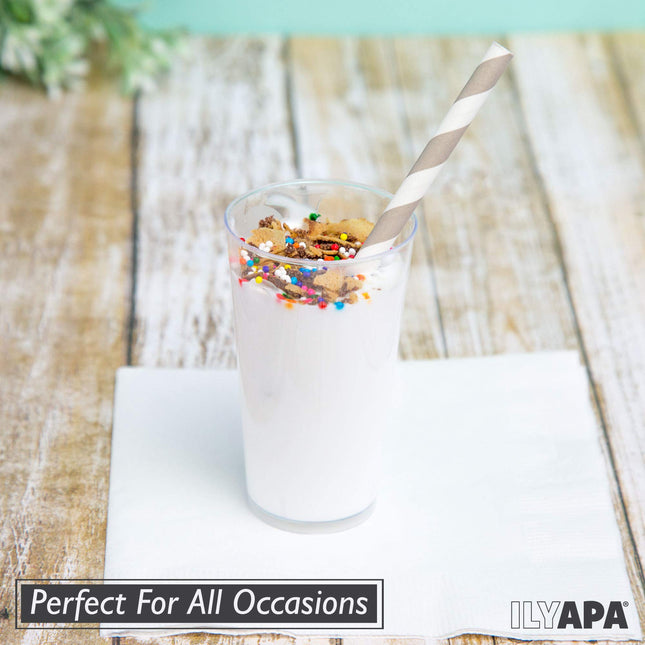 50 Mini Plastic Dessert Cups with Spoons - 3 oz Round Dessert Shooters