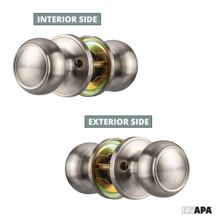 Interior Passage Door Knob - Keyless Hall and Closet Locksets - Hall and Closet - Improved Satin Nickel Finish - (10 Pack)