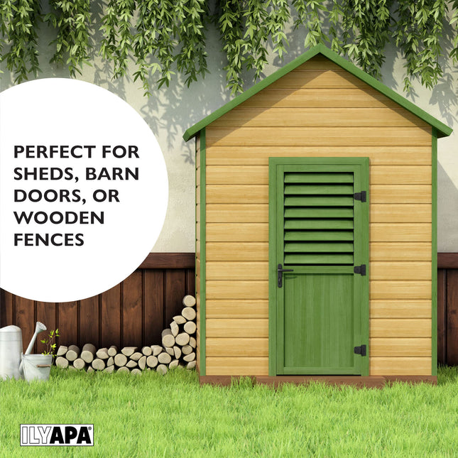 Heavy Duty Shed Door Hinges, 4 Pack- Black Square for Gate, Barn or Storage Shed