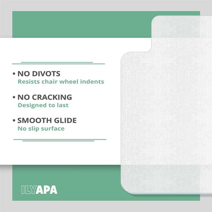 Ilyapa Heavy Duty Office Chair Mat with Lip, 30 x 48 Inches - Clear, Durable PVC Chair Mat for Hardwood Floors - Protective Floor Mat for Office, Computer Desk Chair Mat