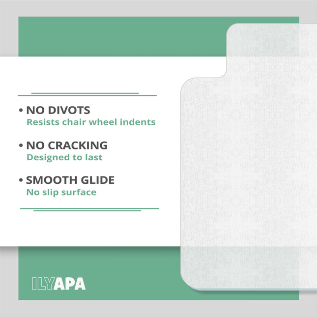 Ilyapa Heavy Duty Office Chair Mat with Lip, 30 x 48 Inches - Clear, Durable PVC Chair Mat for Hardwood Floors - Protective Floor Mat for Office, Computer Desk Chair Mat