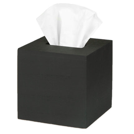 Ilyapa Wood Tissue Box Cover Square - Rustic Farmhouse Black Wooden Tissue Holder