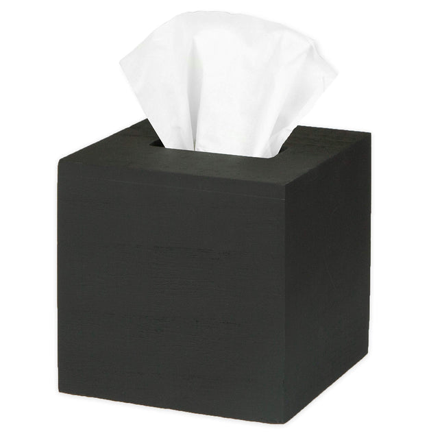 Ilyapa Wood Tissue Box Cover Square - Rustic Farmhouse Black Wooden Tissue Holder