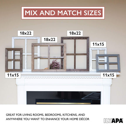 Window Frame Wall Decor 2 Pack - 18x22" Rustic White Wood