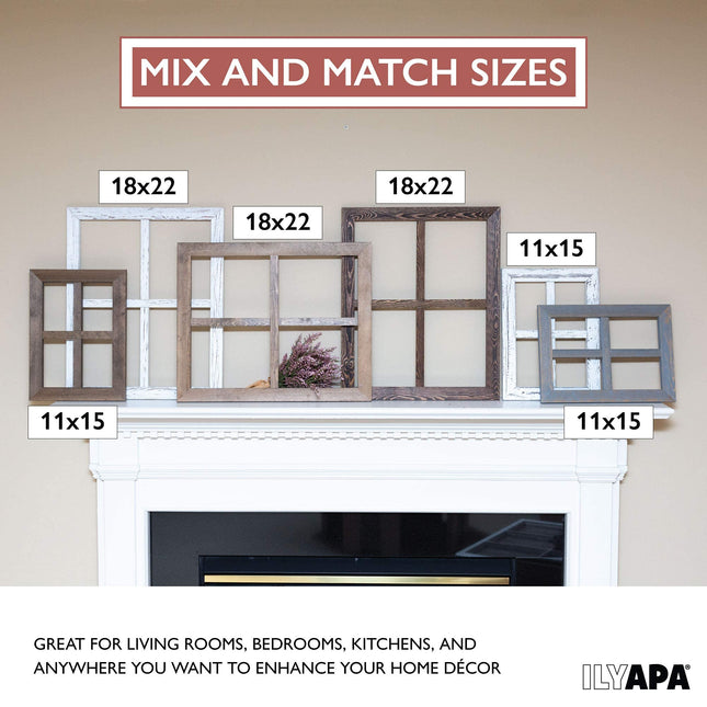 Window Frame Wall Decor 2 Pack - 18x22" Rustic White Wood