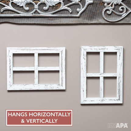 Window Frame Wall Decor 2 Pack - 18x22" Rustic White Wood