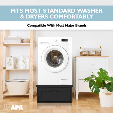 Washer and Dryer Stand - 28x28x16 in. Universal Laundry Pedestal, with Drawer - Washing Machine Base Compatible with Samsung, LG, GE, Maytag
