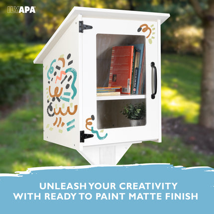 Little Library Box Outdoor - 16x14x23 Inch, White Library Book Kit - Book Exchange and Lending Kit for Neighborhood and Community Sharing
