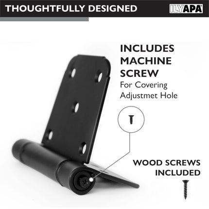 Heavy Duty Shed Door Hinges, 4 Pack- Black Square for Gate, Barn or Storage Shed