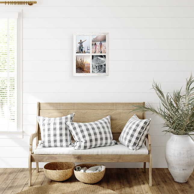 Window Frame Wall Decor 2 Pack - 18x22" Rustic White Wood