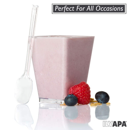 40 Pack of 5 oz Small Plastic Dessert Cups with Spoons