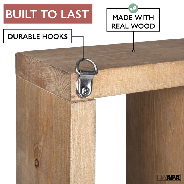 Ilyapa Knick Knack Shelf, Barnwood - Wall Mount or Freestanding Organizer Stand for Oils, Coffee Mugs, Crystals, Rocks, Curios & More