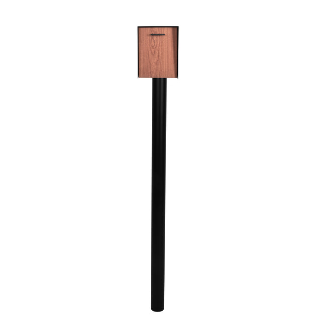 In-Ground Metal Mailbox Post for Outside Modern Mailbox - 51x2.5x2.5 Inch Black Mail Box Post for Outside with 2 Mounting Bracket Plate
