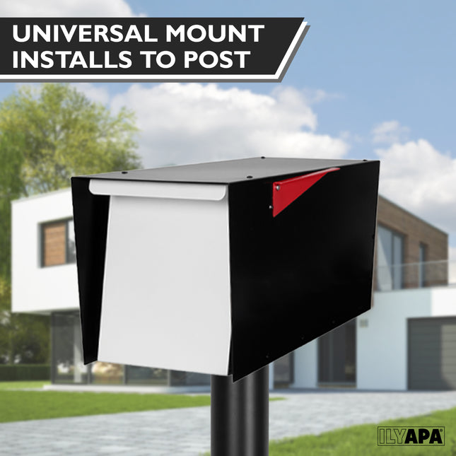 In-Ground Metal Mailbox Post for Outside Modern Mailbox - 51x2.5x2.5 Inch Black Mail Box Post for Outside with 2 Mounting Bracket Plate