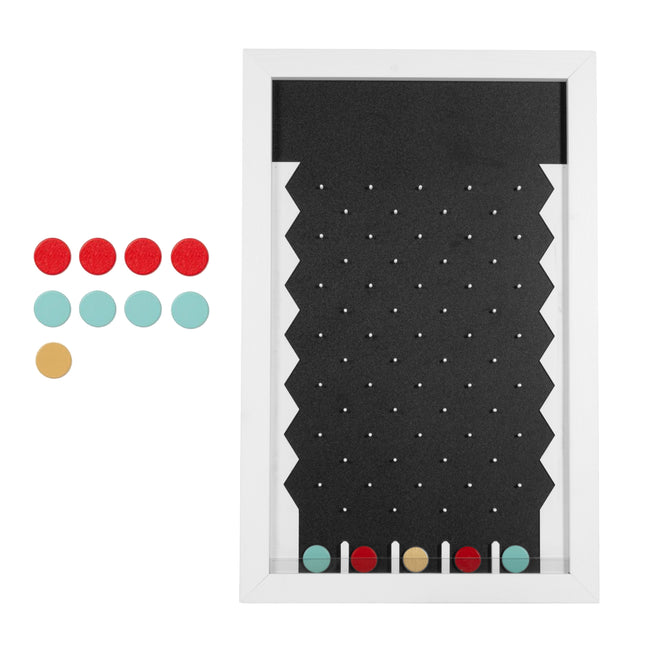 Large Prize Drop Board Game - 18x28 Inch Portable Penny Drop Game for Events and Trade Show - Wooden A-Frame Chalkboard Sign, Eraser