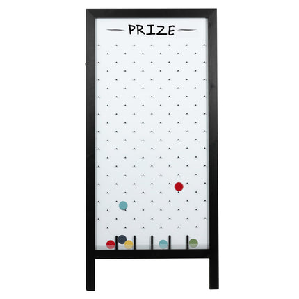 Extra Large Prize Drop Board Game - 28x57 Inch - Portable Game, Includes 20 Coin Discs, Double Sided Wooden A-Frame Whiteboard Sign, Eraser