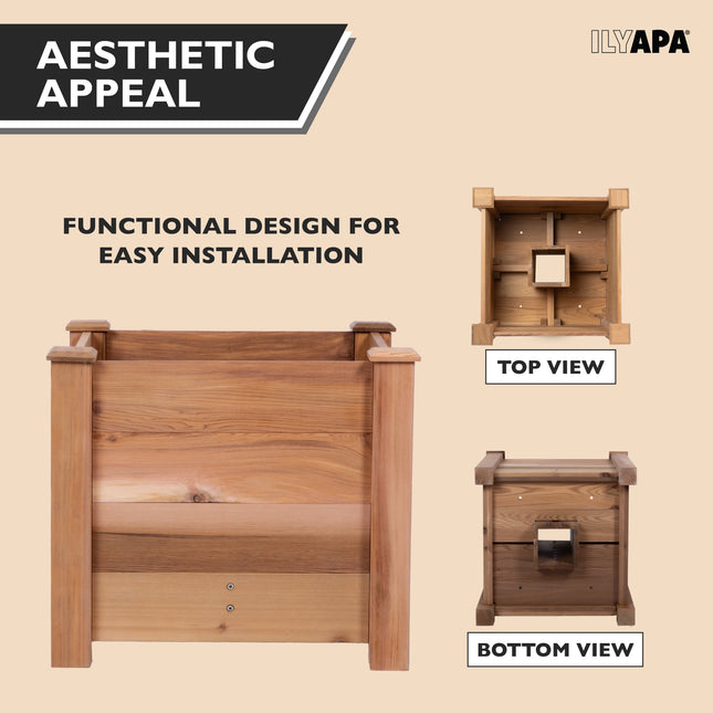 No Dig Mailbox Post Planter Box - 16x16x14 Inch Cedar Mailbox Planter Stand for Free Standing Mailboxes Outside - Works with existing In-Ground or Mail Box Post for Outside