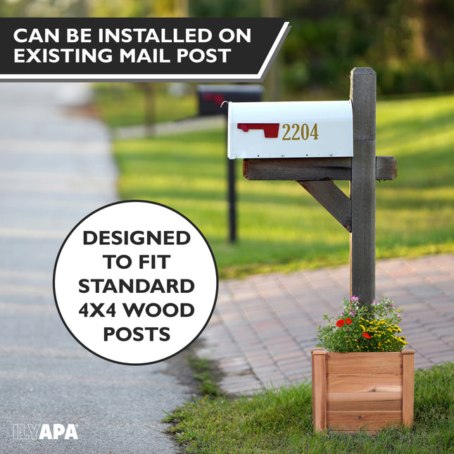 No Dig Mailbox Post Planter Box - 16x16x14 Inch Cedar Mailbox Planter Stand for Free Standing Mailboxes Outside - Works with existing In-Ground or Mail Box Post for Outside