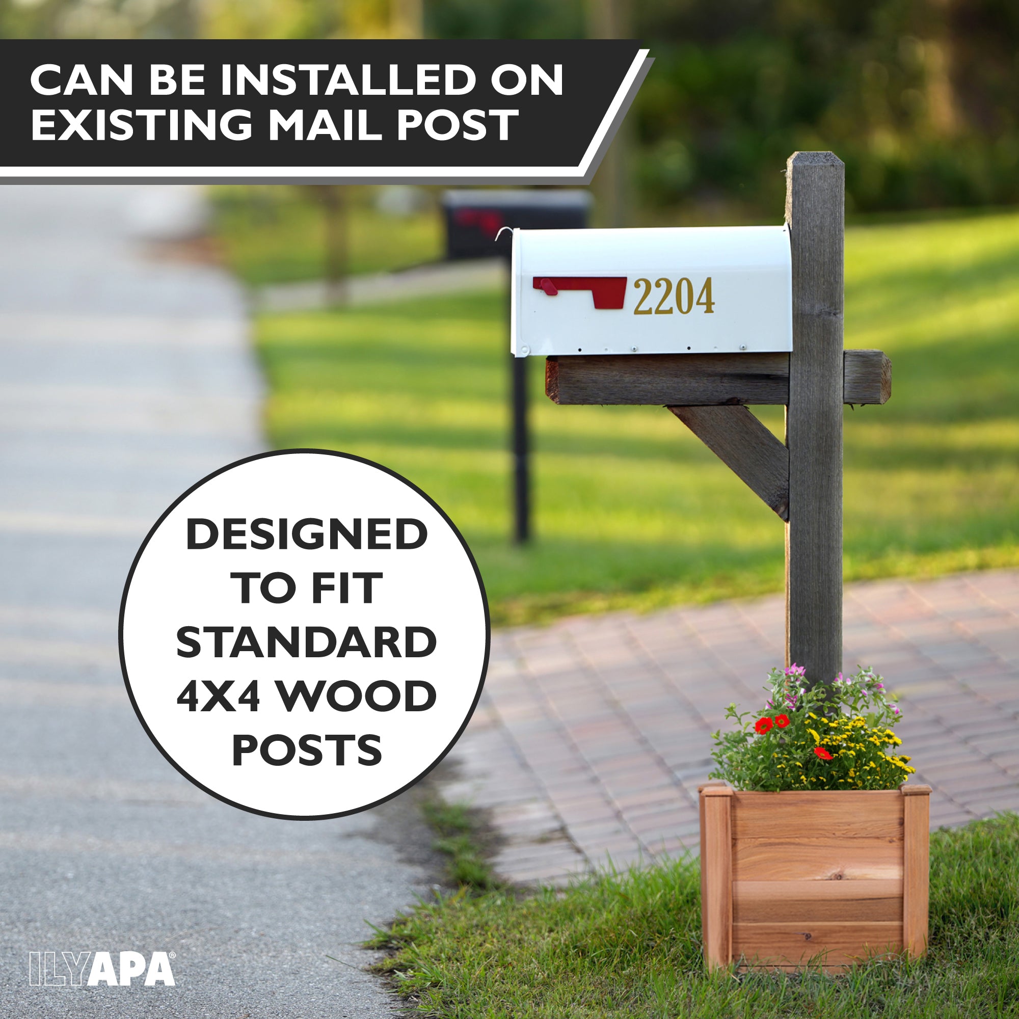 mailbox planter pots No Dig Mailbox Post Planter Box - 16x16x14 Inch Cedar Mailbox Planter Stand for Free Standing Mailboxes Outside