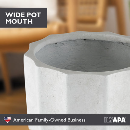 14 Inch Tall Modern Concrete Planter - 14.5x14 Inch Outdoor/Indoor Plant Pots with Drainage - Cement Vase Planters for Plants, or Tree