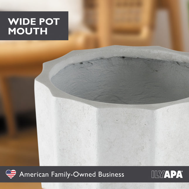 14 Inch Tall Modern Concrete Planter - 14.5x14 Inch Outdoor/Indoor Plant Pots with Drainage - Cement Vase Planters for Plants, or Tree