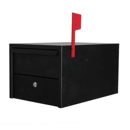 Locking Mailbox for Outside with Lock & Key - Modern Mailboxes for Outside Post Mount, Black Powder Coated Steel Heavy Duty Curbside Mail Box