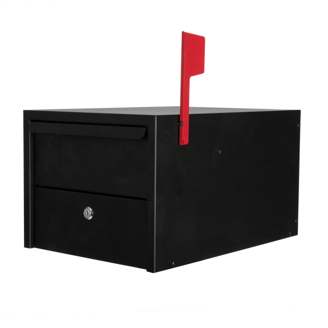 Locking Mailbox for Outside with Lock & Key - Modern Mailboxes for Outside Post Mount, Black Powder Coated Steel Heavy Duty Curbside Mail Box
