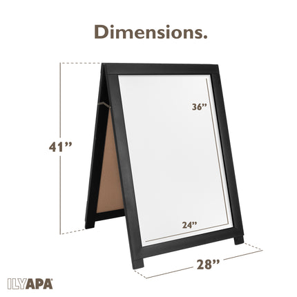 2 in 1 A Frame Sign Holder and Chalkboard Easel - Dual Sided Magnetic Chalk Board - Display for Businesses Outdoor - 28x41 - Black