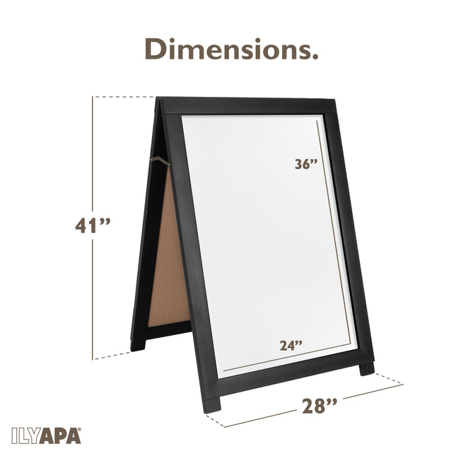 2 in 1 A Frame Sign Holder and Chalkboard Easel - Dual Sided Magnetic Chalk Board - Display for Businesses Outdoor - 28x41 - Black
