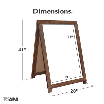 2 in 1 A Frame Sign Holder and Whiteboard Sign - Dual Sided Magnetic Sandwich Board - Display for Businesses Outdoor - 28x41 - Barnwood Brown