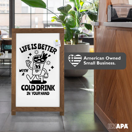 2 in 1 A Frame Sign Holder and Whiteboard Sign - Dual Sided Magnetic Sandwich Board - Display for Businesses Outdoor - 28x41 - Barnwood Brown