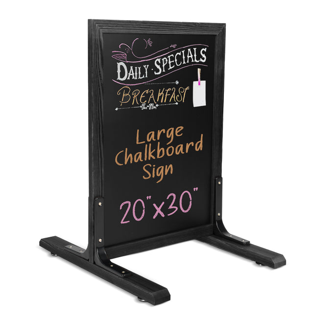 Large Chalkboard Sign - Free Standing Magnetic Sidewalk Sign - Outdoor Menu for Restaurant, Food Truck, Party, or Wedding - 30x20 Inch - Black